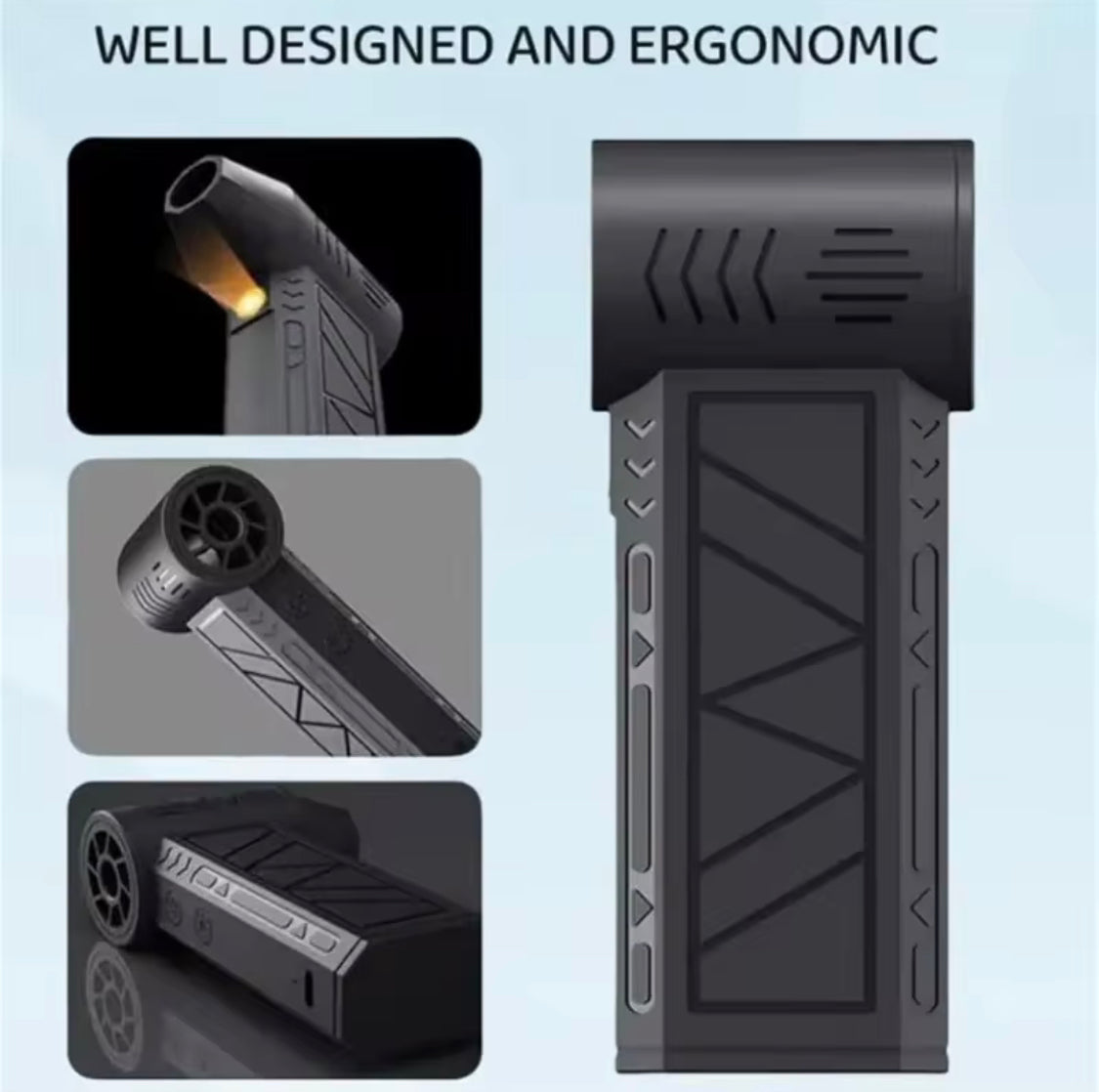 Rechargeable Powerful Blower with LED, Mini Turbo Jet Fan, Adjustable Wind Speed Turbo Violent Blower