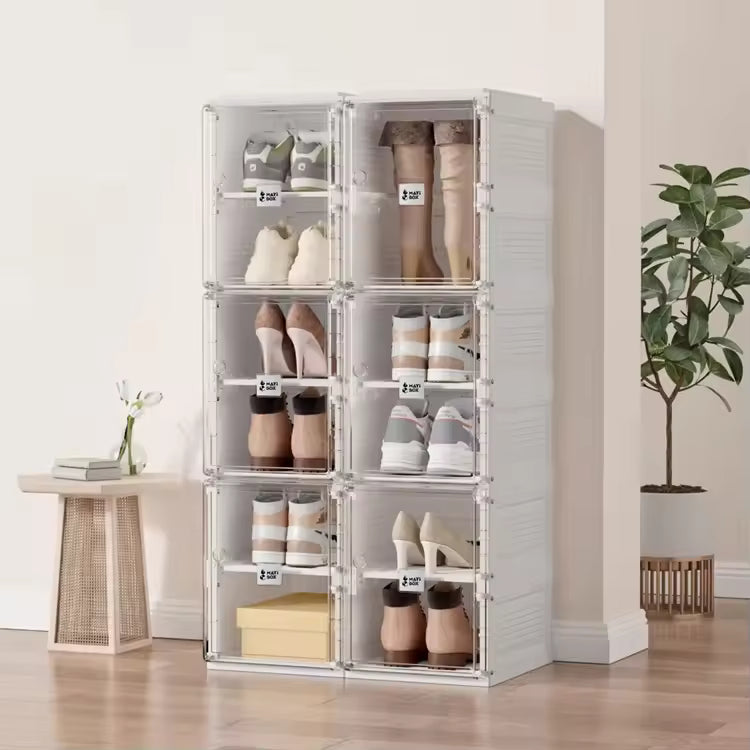 2 Layer Foldable Shoe Cabinet, Transparent Foldable Shoe Rack, Portabl ...