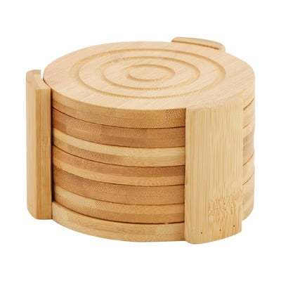 7Pcs Bamboo Coasters, Household Drink Cup Pads Protection, Tea Cup Table Holder