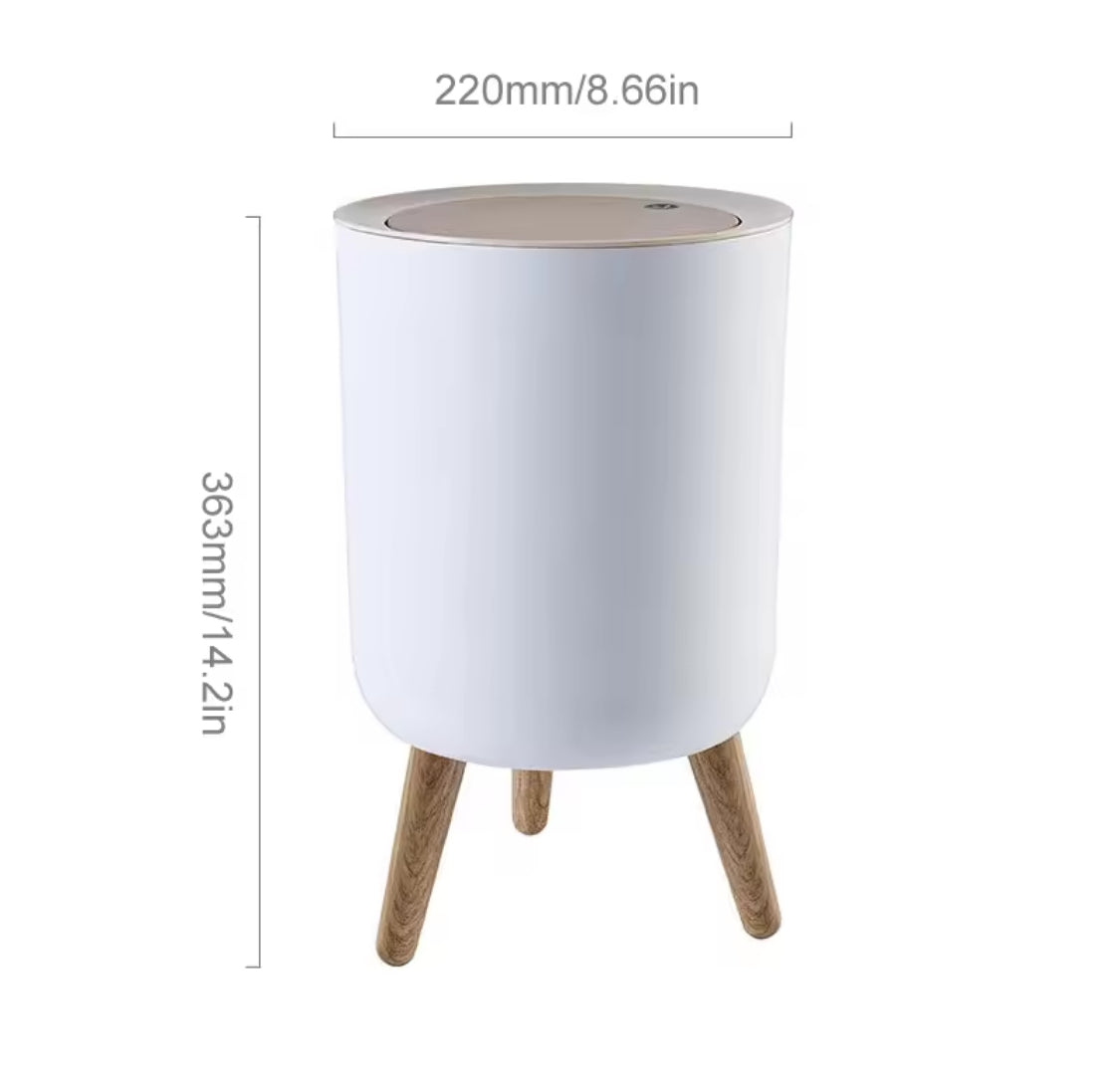 Wooden Pattern Trash Can, Creative Kitchen Waste Bin With Press Cover, Living Room Toilet Garbage Container, Foot Imitation Wood Rubbish Can, Bathroom Kitchen Garbage Bucket