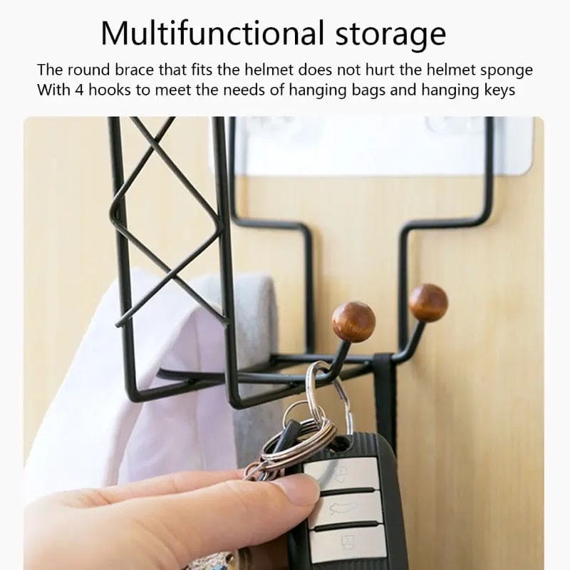 Iron Helmet Holder, Wall Mounted Hook Hanger, Clothing Hanging Hangers, Hat Cap Coat Keys Rack, Display Holder Hook Stand Rack, Multifunctional Non-marking Paste Rack, Wall Mounted Hanger Hat Organizer