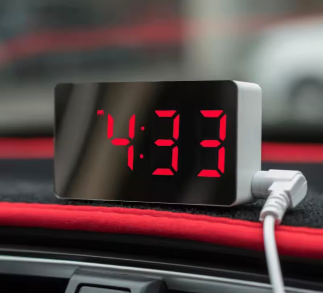 USB Operated Multifunction Alarm Desk Clock, Mirror Table Clock, Mini Digital Alarm Clock