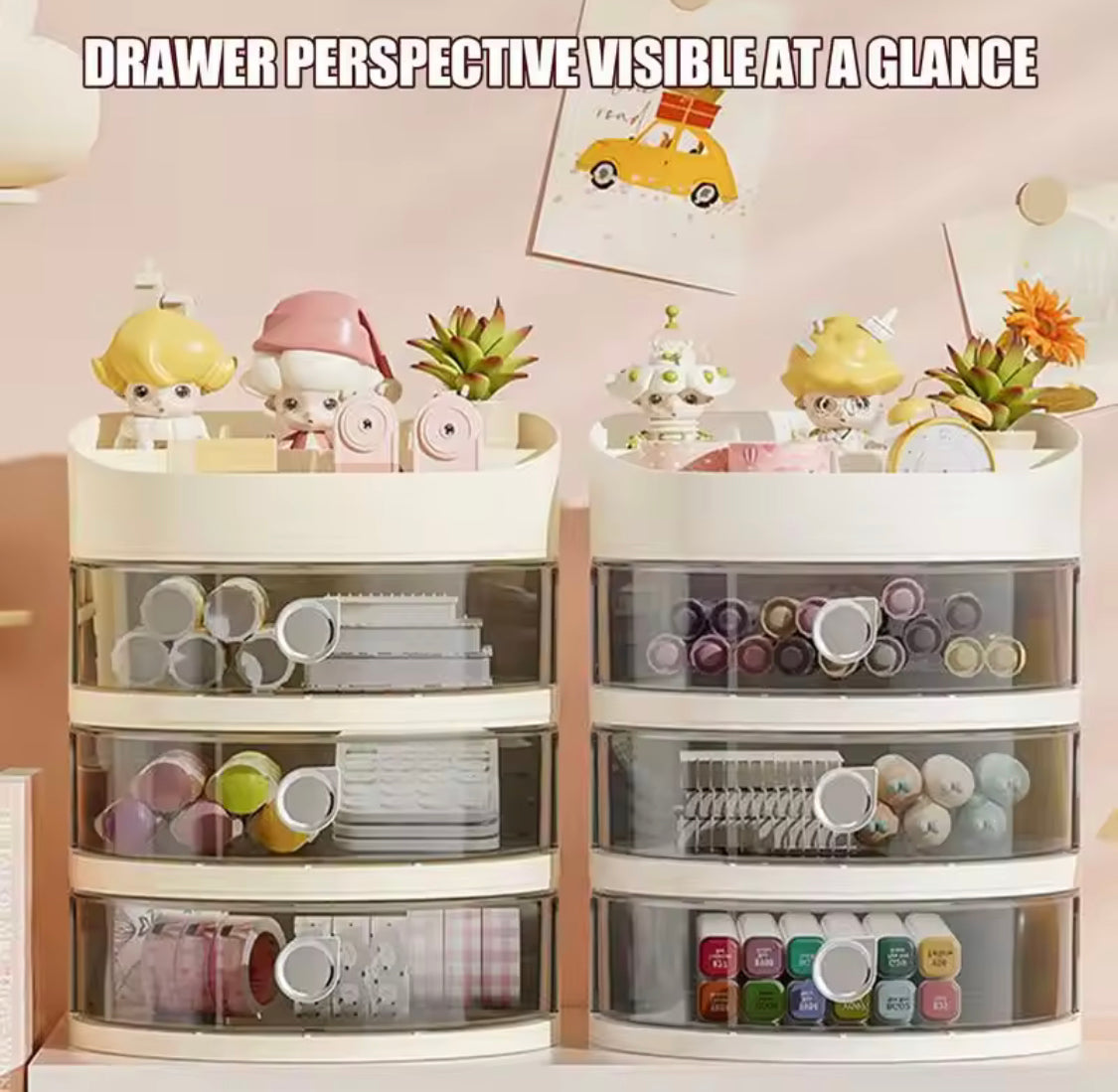 3 Layer Round Jewellery Storage Box, Acrylic Makeup Storage Box, Multifunctional Desktop Organizer