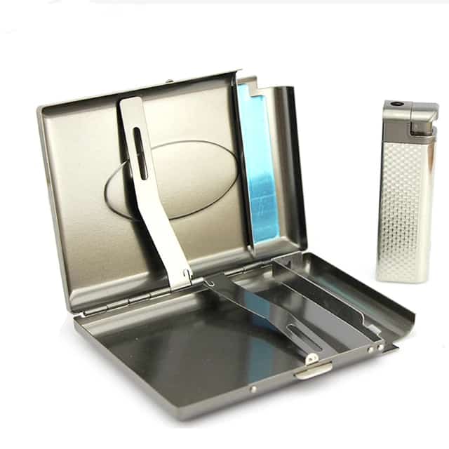 Windproof Smoking Cigarette Box, Metal Cigarette Case With Butane Gas Lighter, Lighter Gadget For Men, Cigarette Holder