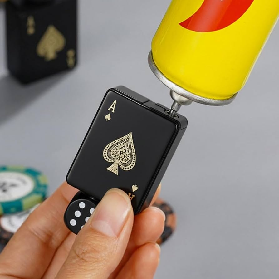 Windproof Dice Head Lighter, Ace Card Windproof Pocket Lighter,
Dice Top Jet Flame Lighter, Refillable Fancy Ace Lighter