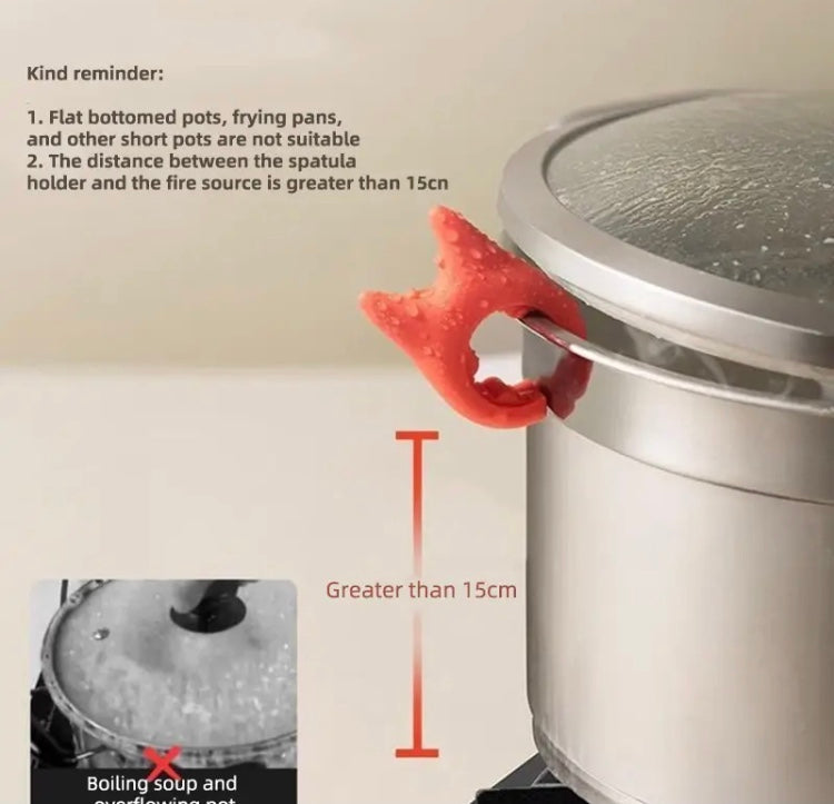 Kitchen Cooking Pan Holder, silicone Pot Clip Spoon Holder, Non-Slip Spoon Holder Stove Organizer