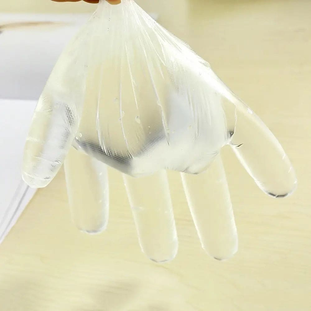 Set Of 100 Disposable Gloves, Transparent Hand Gloves, Food Grade Plastic Gloves, Plastic Dishwashing Gloves, Multipurpose Clear Disposable Gloves