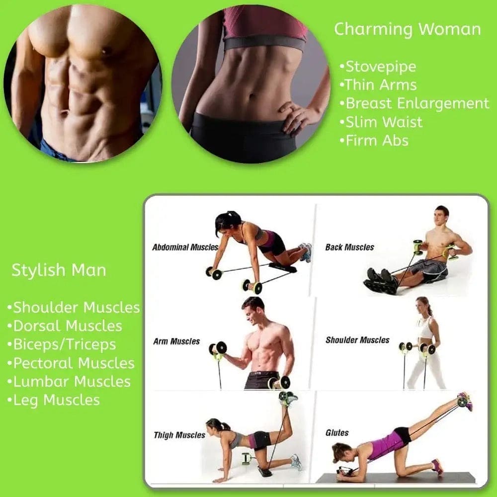 Multifunctional AB Wheel Roller, Core Abdominal Exercise, Multifunctional Home Gym Workout Equipment, Muscle Exercise Fitness Equipment, Pull Rope Resistance Bands Slimming Device, Stretch Elasticity Abdomen Waist Slimming Trainer