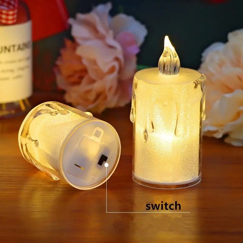 Acrylic Led Candle, Led Flameless Tea Light, Transparent Crystal Pillar Candle, Smokeless Wax Melting Candle, Candle Shape Electronic Lamp, ome Decor Candle Lamp, Simulation Candle Led Small Night Lamp