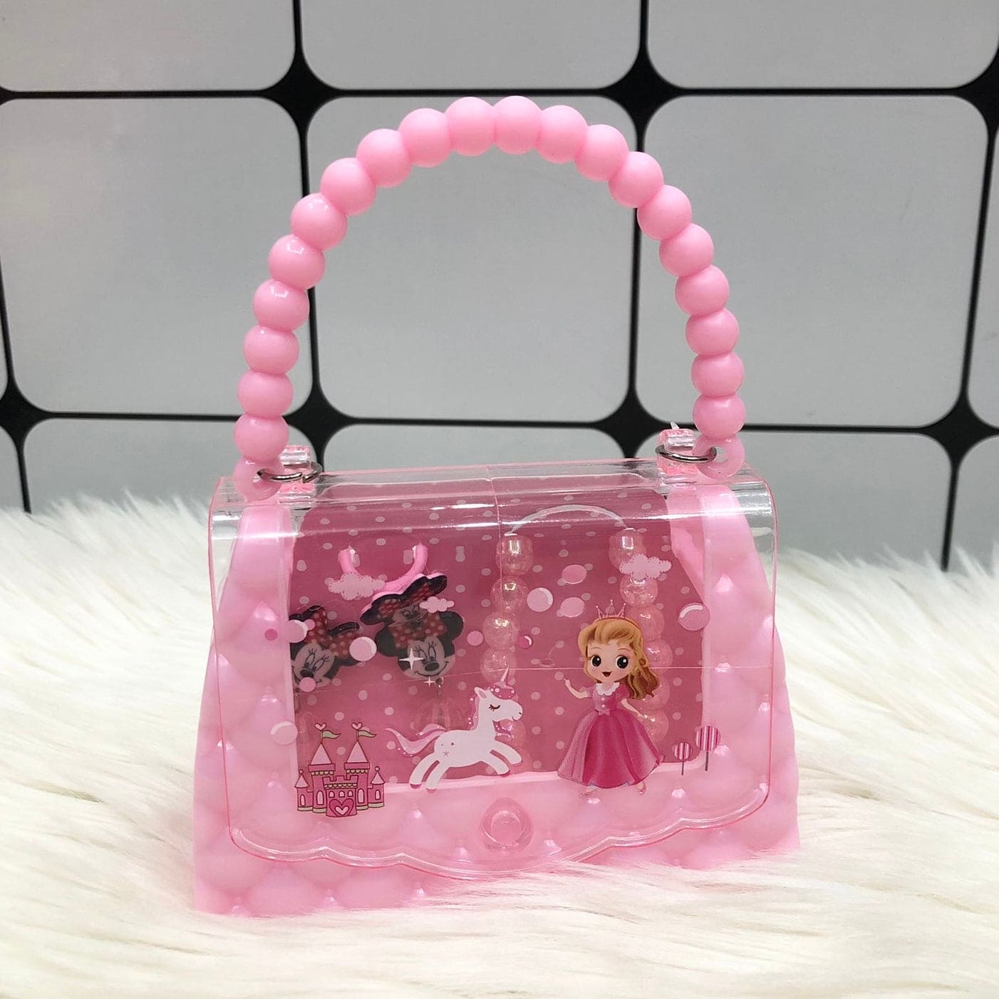 Cute Little Princess Hand Bag, Baby Girl Cartoon Purse With Necklace Earrings And Pony, Cute Barbie Cartoon Bag