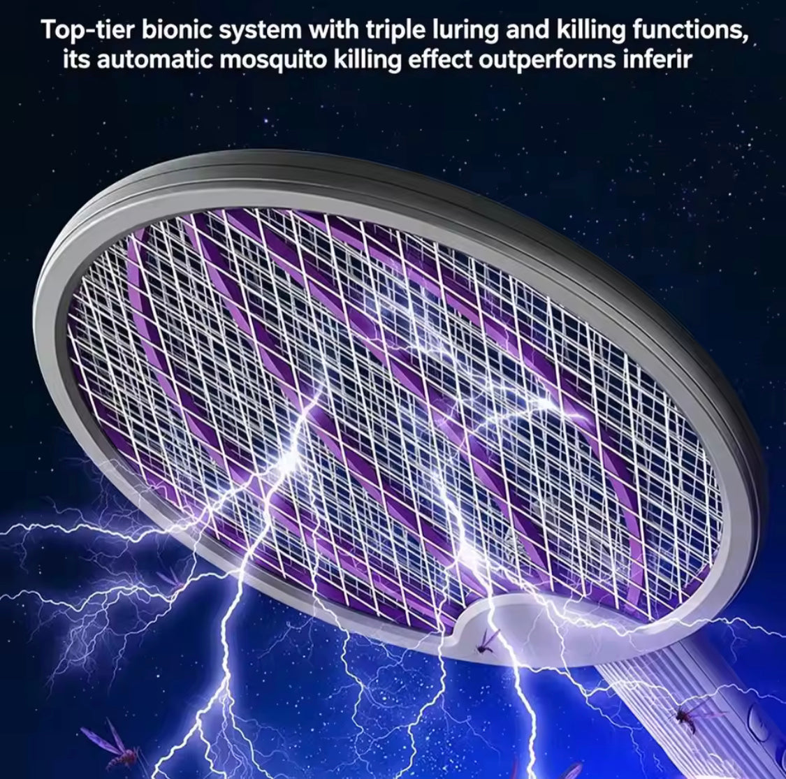 3 In 1 Foldable Electric Mosquito Swatter, Rechargeable Mosquito Killer Racket, Anti Mosquito Fly Trap, Home Bug Insect Racket, Electric Fly Swatter For Home and Outdoor