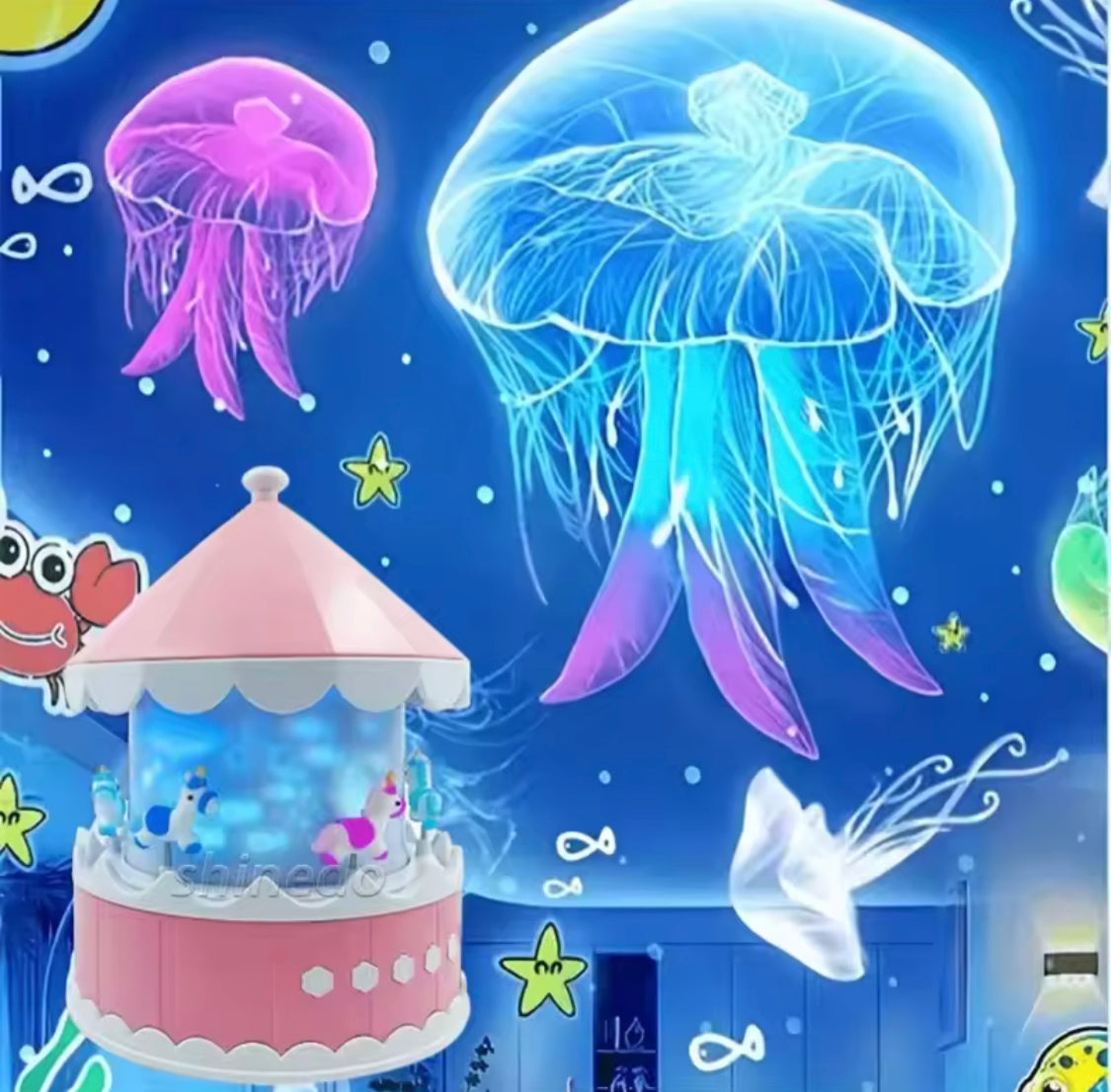 360° Rotating Starry Sky Projector, Kids Night Light Projector, 21 in 1 Carousel Projector Nightlight, Star Galaxy Projector