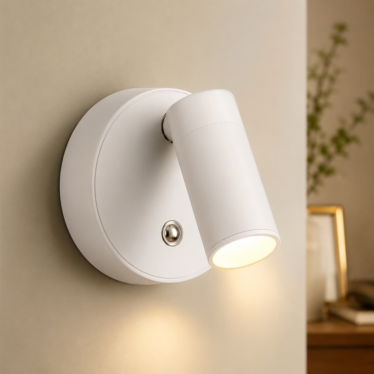 Adjustable LED Wall Sconce Light,Minimalist Cylinder Wall Light, Modern Round Base Wall Lamp