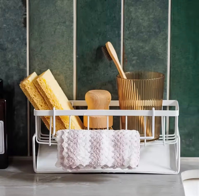 Kitchen Faucet Sponge Holder, Kitchen Sink Storage Rack, Punch Free Sink Sponge Rack, Iron Dish Sponge Holder