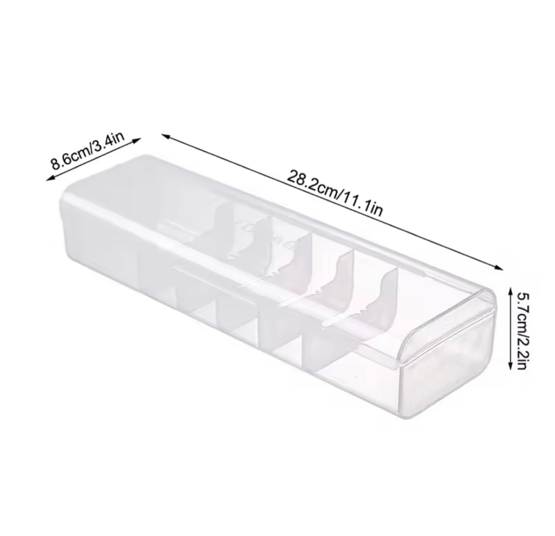 7 Compartment Data Cable Storage Box, Transparent Data Cable Organizer With Lid, Dustproof Desktop Organizer For Office Home