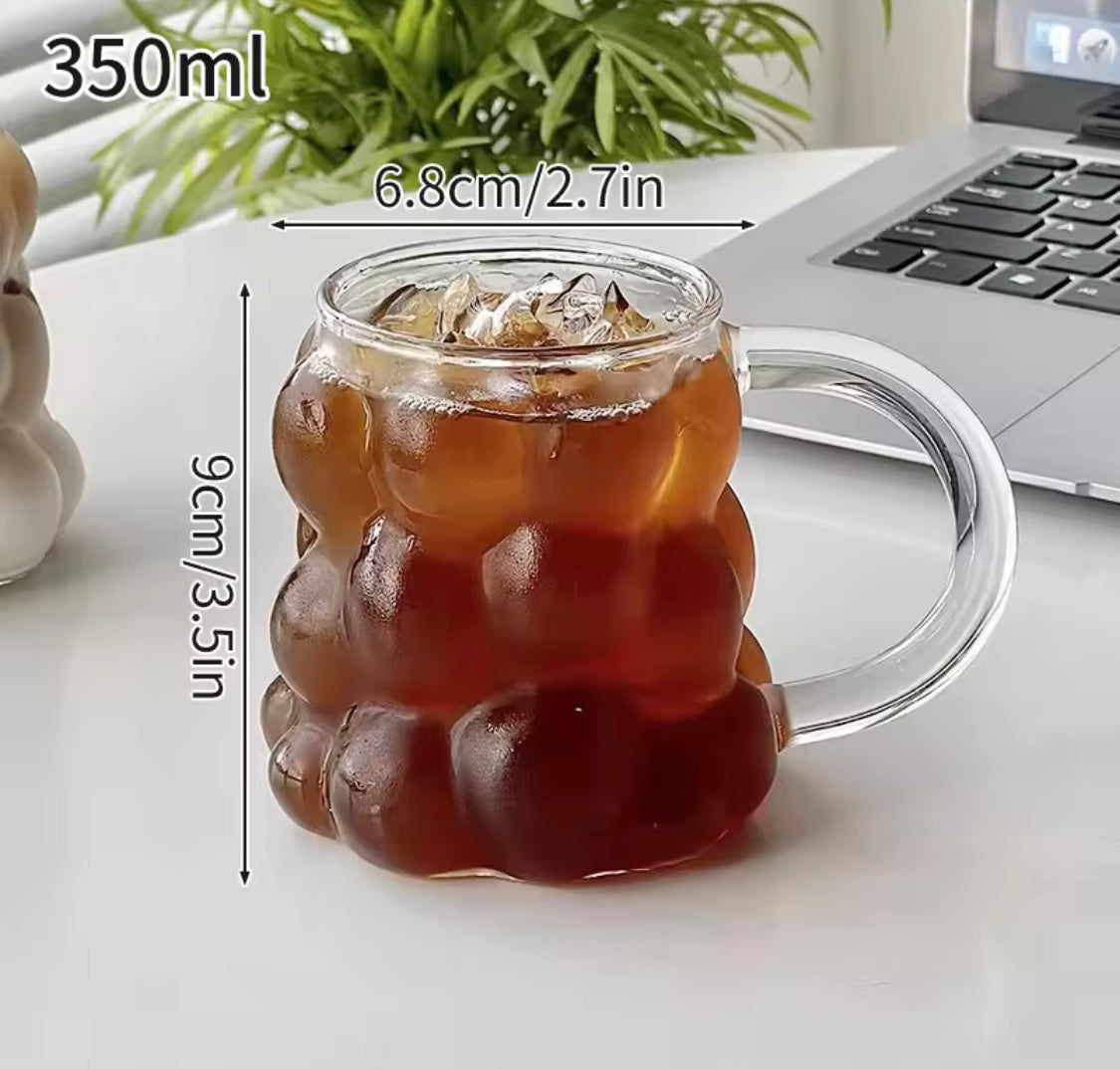 Transparent Bubble Texture Coffee Mug, Elegant Bubble Glass Tumbler, Aesthetic Bubble Design Glass Cup, Crystal Bubble Pattern Drinking Mug
