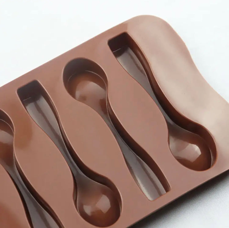 Spoon Shape Silicone Baking Mold, Chocolate Biscuit Ice Grid Mold, Non-Stick Cake Decorating Tool