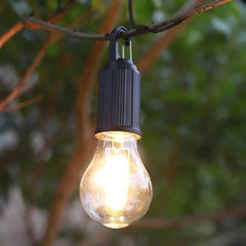Rechargeable LED Lamp Bulb, Emergency Camping Lights with Clip Hook, Mini Portable Camping Light, Portable Camping Lantern with Hook, Outdoor LED String Bulb, Waterproof Type C Charging Camping Lantern