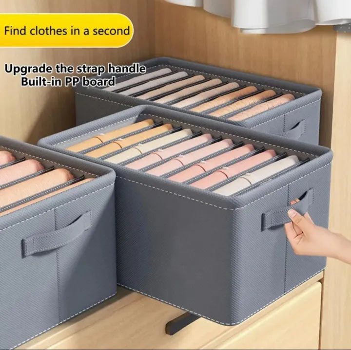 6 Grids Washable Wardrobe Clothes Organizer, Jeans Compartment Storage Box, Clothes Drawer Mesh Separation Box