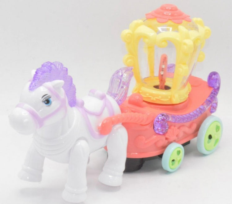 Kids Horse Carriage Music Toy, Battery Operated Kid Toy, Cartoon Light Music Playing Toy