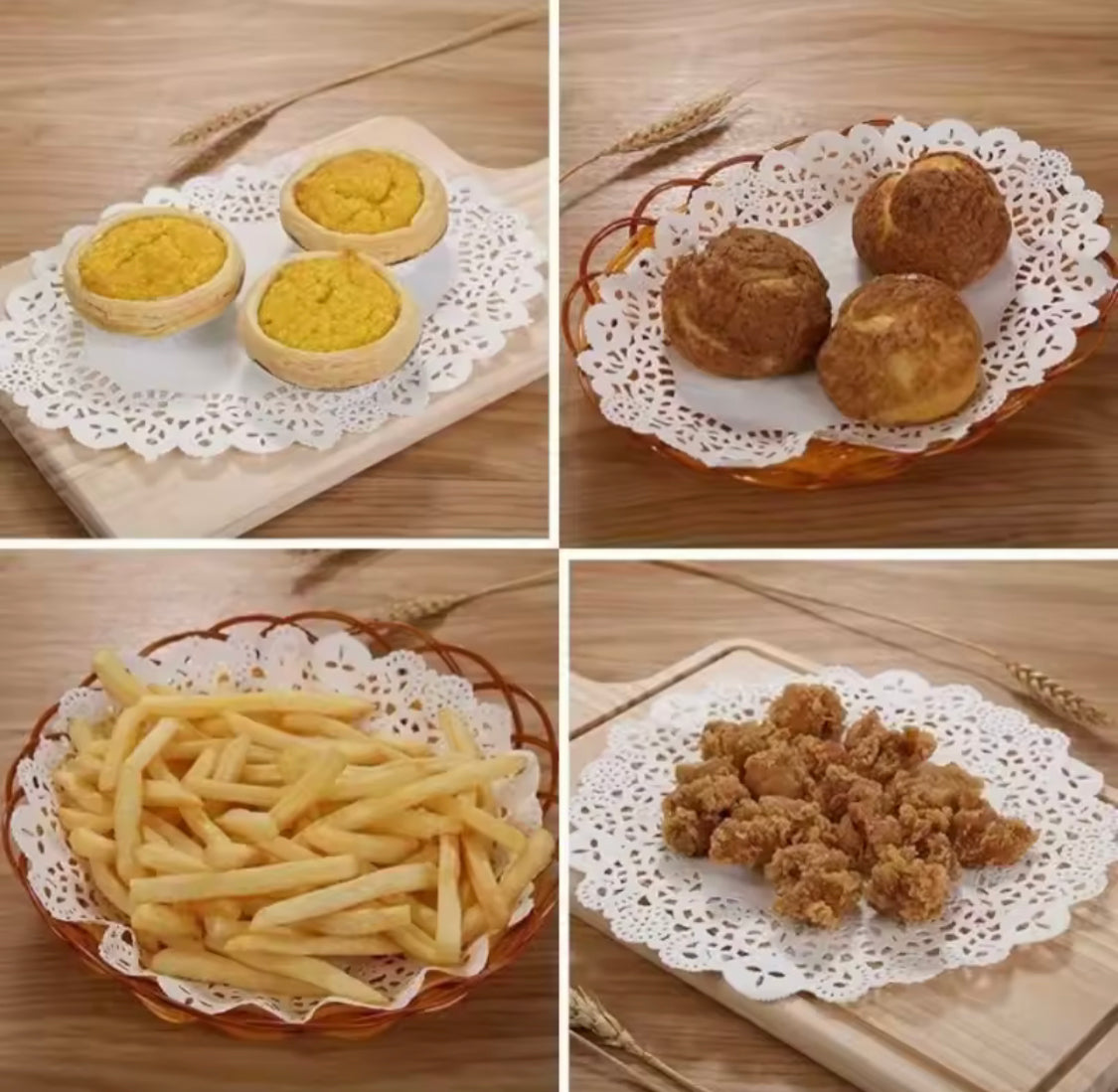 Fried Food Special Bottoms, Fried Food Oil Absorbing Paper, Round Lace Coaster Place Mat, Multipurpose White Lace Napkin, Fried Food Paper Tray Lace