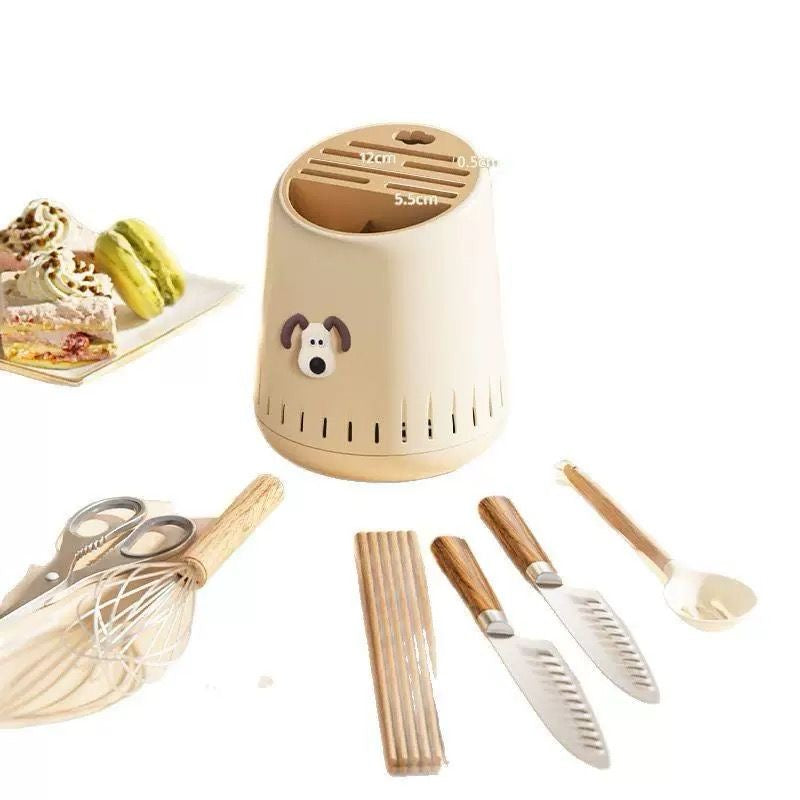 360° Rotating Spoon Holder, Round Cutlery Storage Organizer, Household Knife Storage Countertop, Durable Spoon Fork Storage Shelf