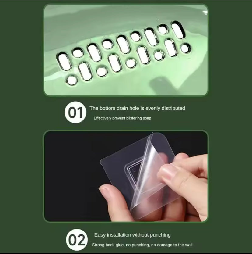 Universal Transparent Soap Dish, Self Adhesive Soap Rack, Wall Mounted Soap Holder, Soap Sponge Dish