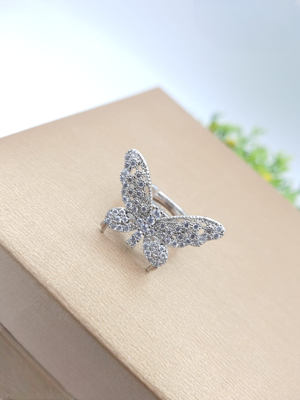 Cute Butterfly Zircon Finger Ring, Eternity Wedding Jewellery, Fashion Simple Zircon Ring, Butterfly Design Finger Ring