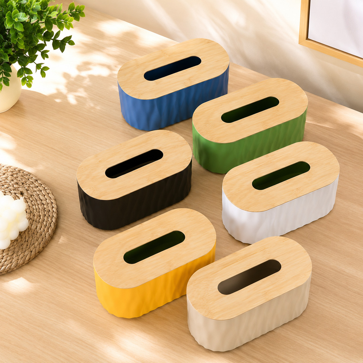 Luxury Tissue Box With Wooden Lid, Oval Tissue Box Holder, Modern Tissue Box Cover, Tabletop Tissue Holder