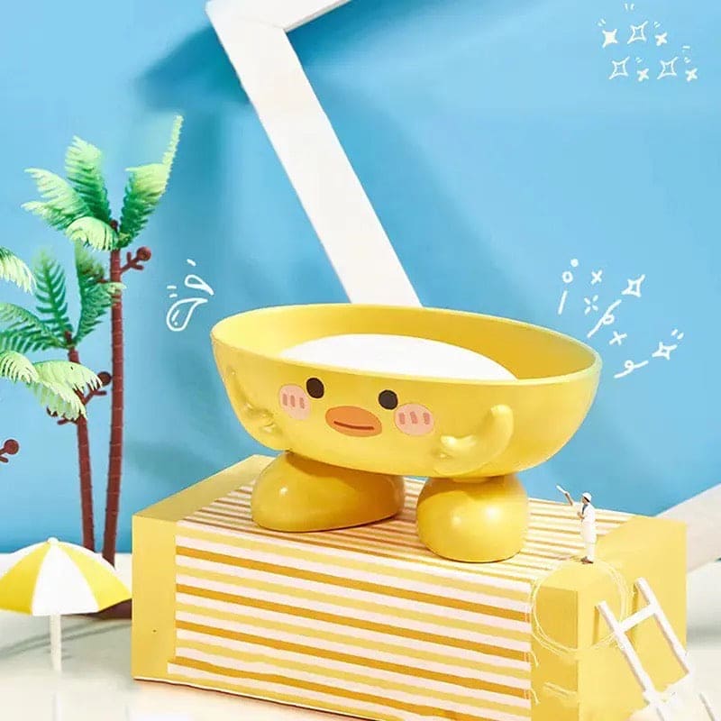 Eco Friendly Duck Soap Drain Box, Multifunctional Drain Soap And Sponge Holder, Cute Cartoon Oval Shaped Soap Dish