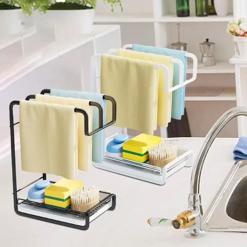 Iron Dishcloth Storage Rack, Creative Fabric Kitchen Rack, Wall Mounted Iron Shelf, Countertop Multifunctional Towel Rack, Wrought Iron Rag Basket, Sink Sponge Drain Rack