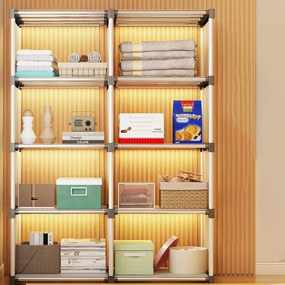 Multiayer Dustproof Cabinet Storage Shelf, Plastic Book Cabinet Organizer, Multipurpose Storage Rack, Portable Wardrobe Cabinet, Clothes Storage Organizer, No Installation Storage Cabinet