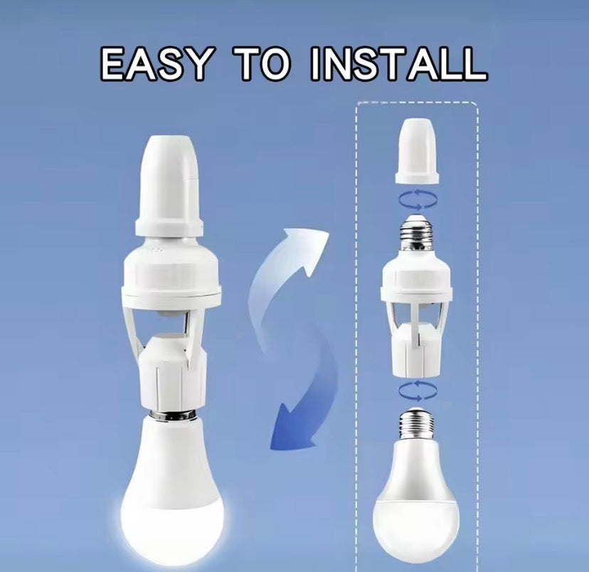 Smart Motion Sensor Bulb Holder, Auto On/Off Light Socket Adapter, Motion Sensor Light Bulb Socket Adapter, Smart Bulb Holder with Motion Detection
