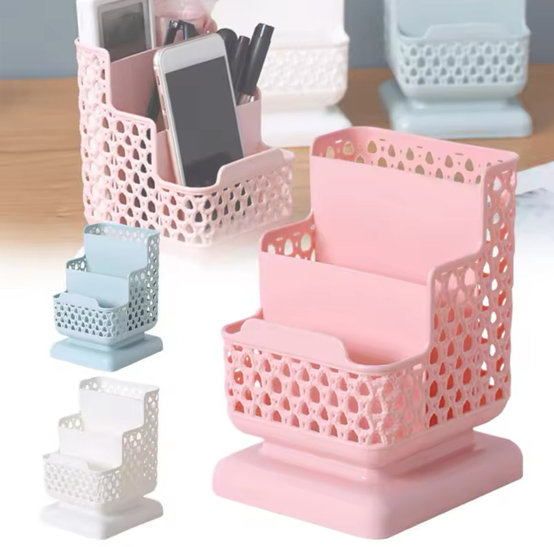 3 Step Stationery Desktop Organizer, Desktop Office Penholder Organizer, Stationery Desk Organizer