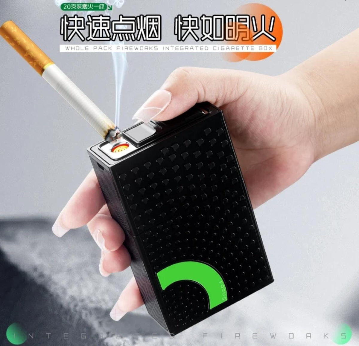 Rechargeable Lighter With Cigarette Case, Smart Cigarette Case with Built In Lighter, Windproof Electric Cigarette Lighter Case
