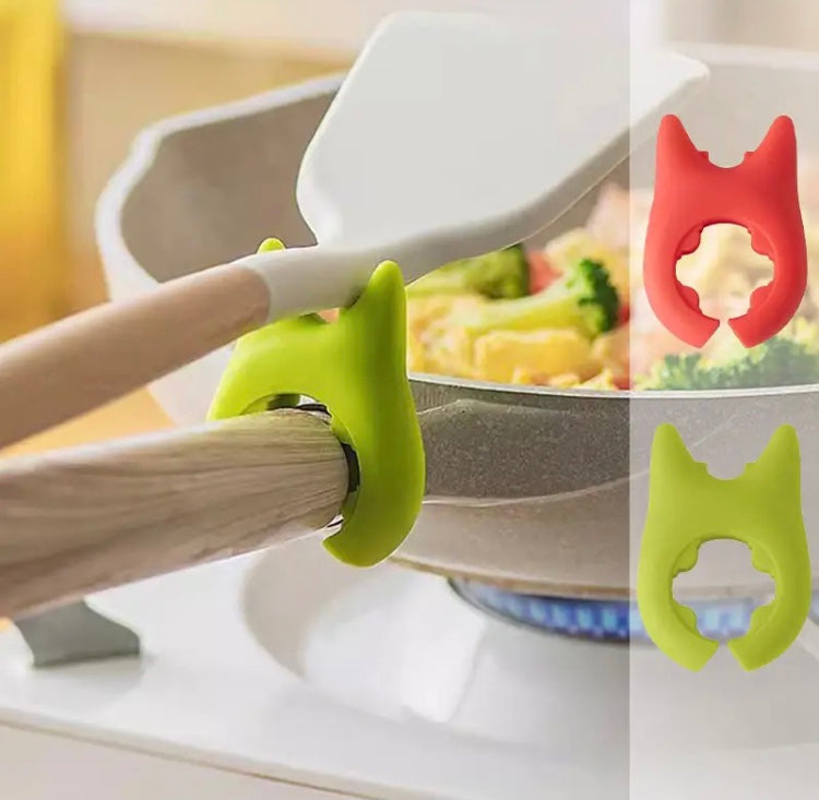 Kitchen Cooking Pan Holder, silicone Pot Clip Spoon Holder, Non-Slip Spoon Holder Stove Organizer