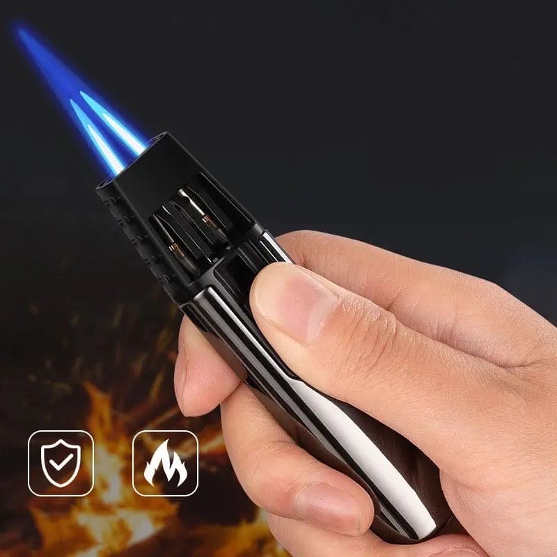 Dual Flush Torch Lighter, Jet Flame Lighter, Portable Double Nozzle Windproof Lighter, Smoking Cigar Torch Lighter, Kitchen Igniter Lighter, Turbo Kitchen BBQ Baking Camping Tools
