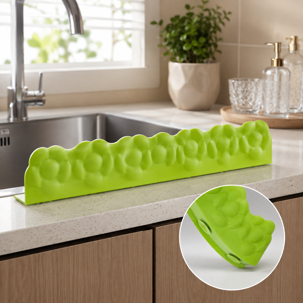 3D Flower Pattern Silicone Sink Splash Guard, Kitchen Sink Water Splash Protector, Silicone Sink Edge Protector, Kitchen Countertop Splash Guard