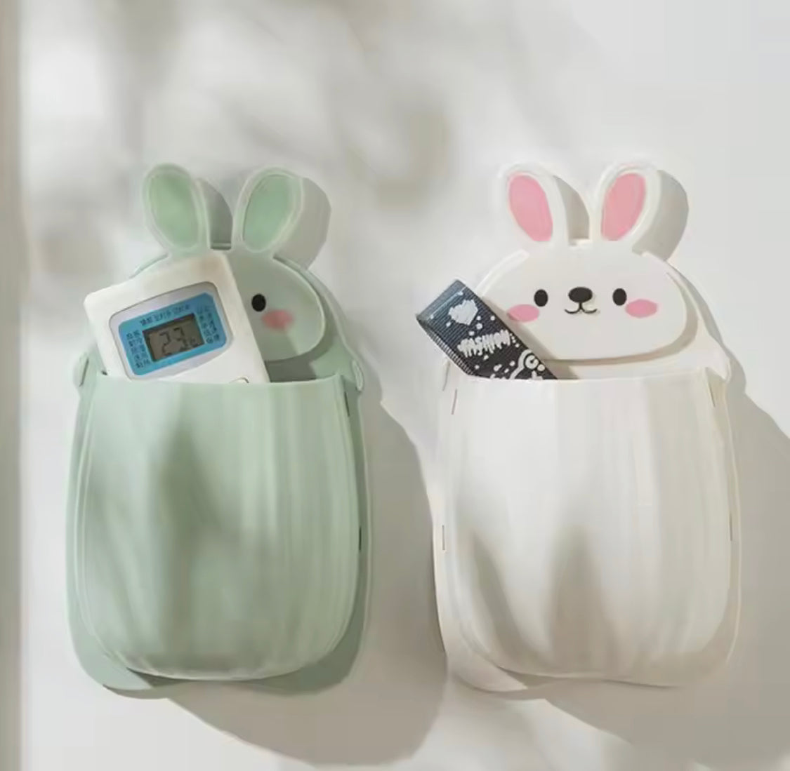 Cute Rabbit Toothbrush Holder, Multipurpose Free Punch Shelf, Wall Hanging Rabbit Storage Holder