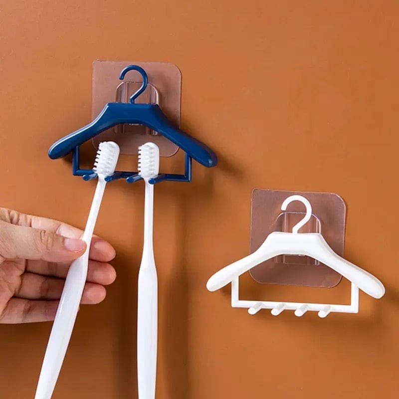 Unique Toothbrush Rack, Home Creative Hanger, Wall Hanging Tooth Storage Rack, Multifunctional Mini Hanger With Hooks, Toothbrush Tumbler Organizer Rack