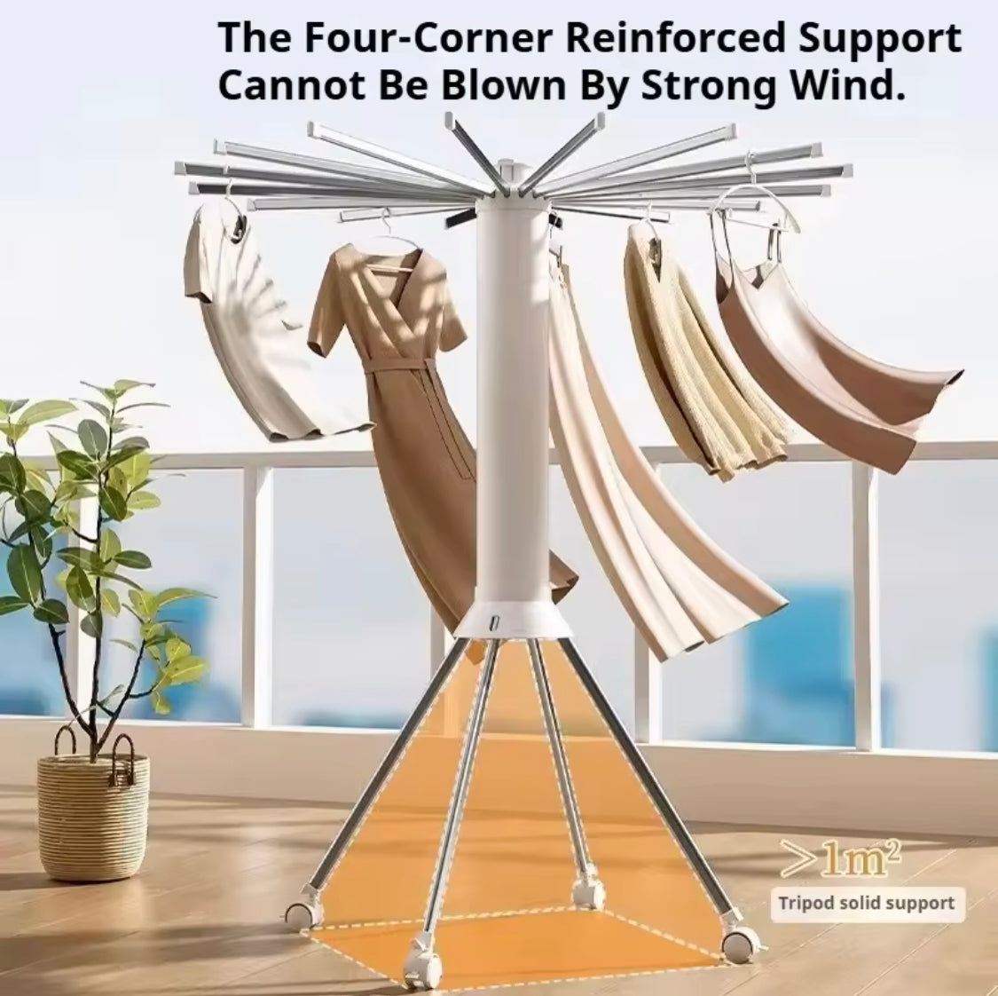 Octopus Portable Drying Rack, Foldable Clothes Drying Rack, Tripod Style Clothes Warmer, Rotating Washing Hanger Rack