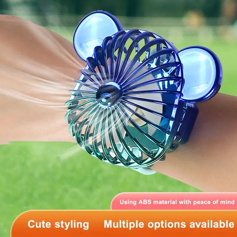 Bear Wrist Watch Fan, Summer Mini Fan, Rechargeable High Wind Power Fan, Mini Hand Held Cooling Fan, Mini Cartoon Wristband Fan, Children Travel Air Cooler, Cute Design Fan For Kids