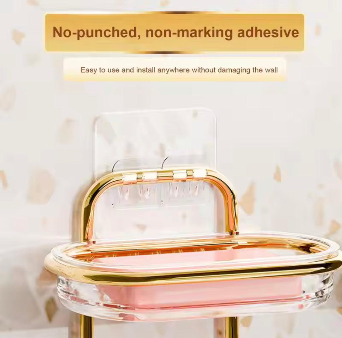 Easy Drainage Soap Dish, Wall Adhesive Soap Dish, Luxury Bathroom Design Soap Tray