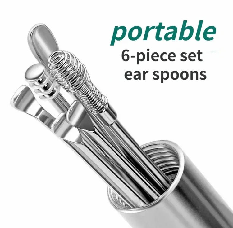 6Pcs Stainless Steel Ear Cleaner, Adult Ear Care Set, Ear Wax Remover Tool, Earpick Cleaning Tool Set