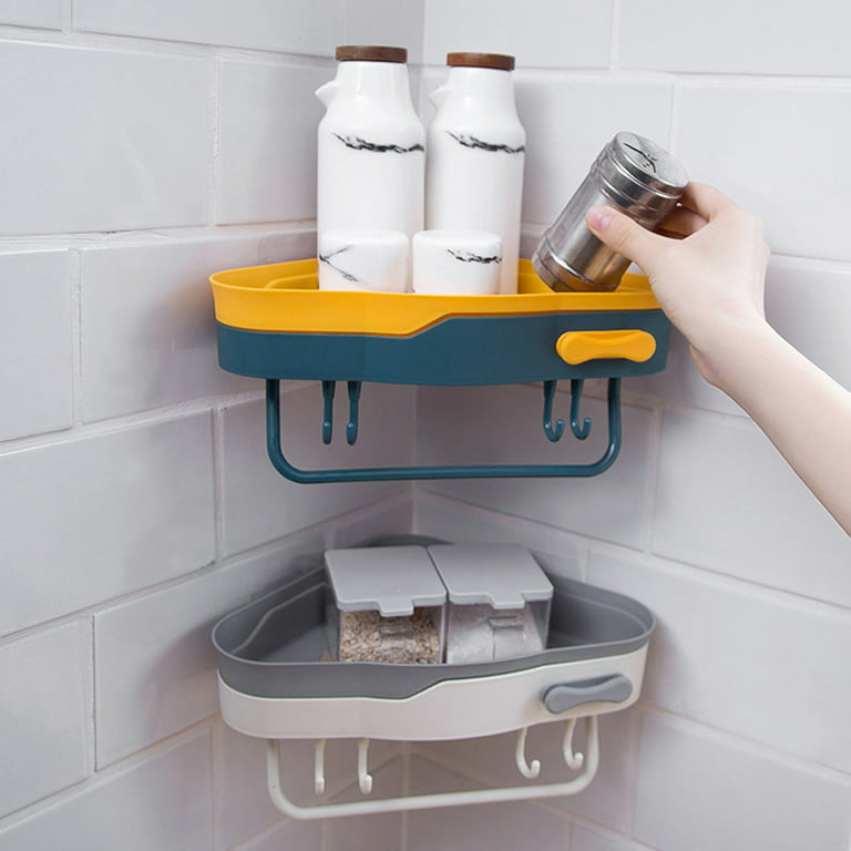 Hollow Corner Shampoo Rack, Double Layer Bathroom Rack, Wall Mounted Kitchen Spice Rack