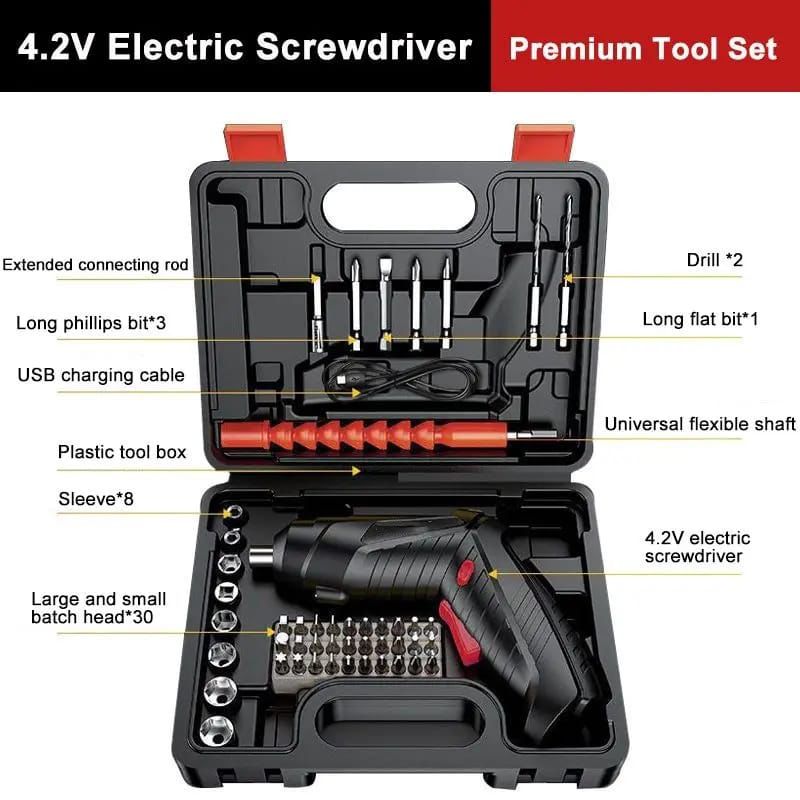 Rechargeable Cordless Screwdriver Tool Set, Mini Household Screwdriver, MultiFunctional Lightweight Electric Drill