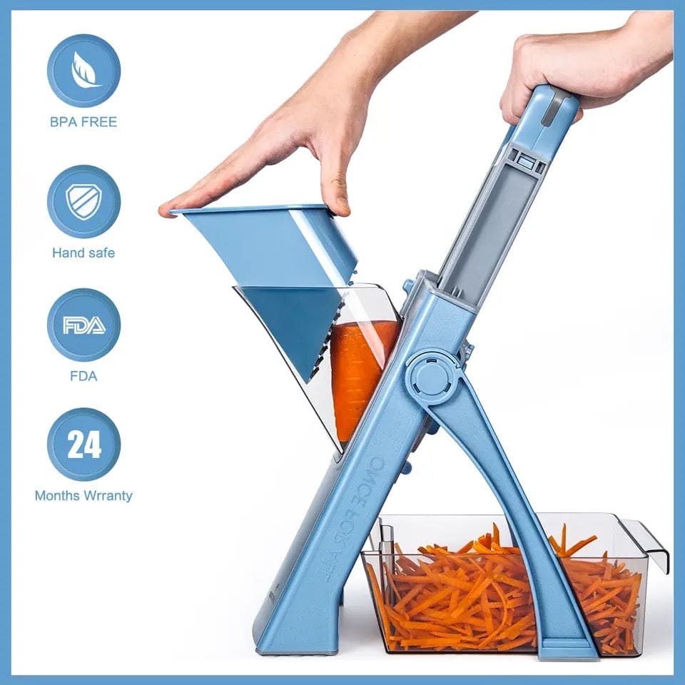 Manual Knob Slicer, Foldable Vegetable Slicer Chopper Cutter, 5 In 1 Large Capacity Mandoliner Slicer, Vegetable Chopper with Adjustable Coarseness, Manual Shredding Machine