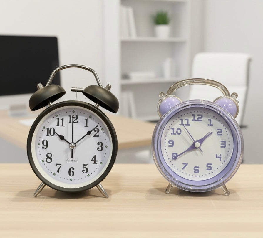 Cute Alarm Clock, Kids Twin Bell Alarm Clock, Analog Quartz Display Clock