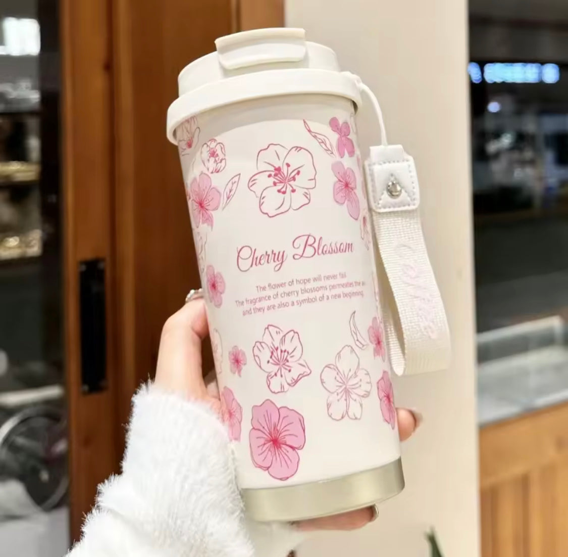 500ML Women Flower Coffee Mug, Stainless Steel Vacuum Flask With Straw, Flower Thermal Mug For Women, Flower Coffee Tumblers For Women