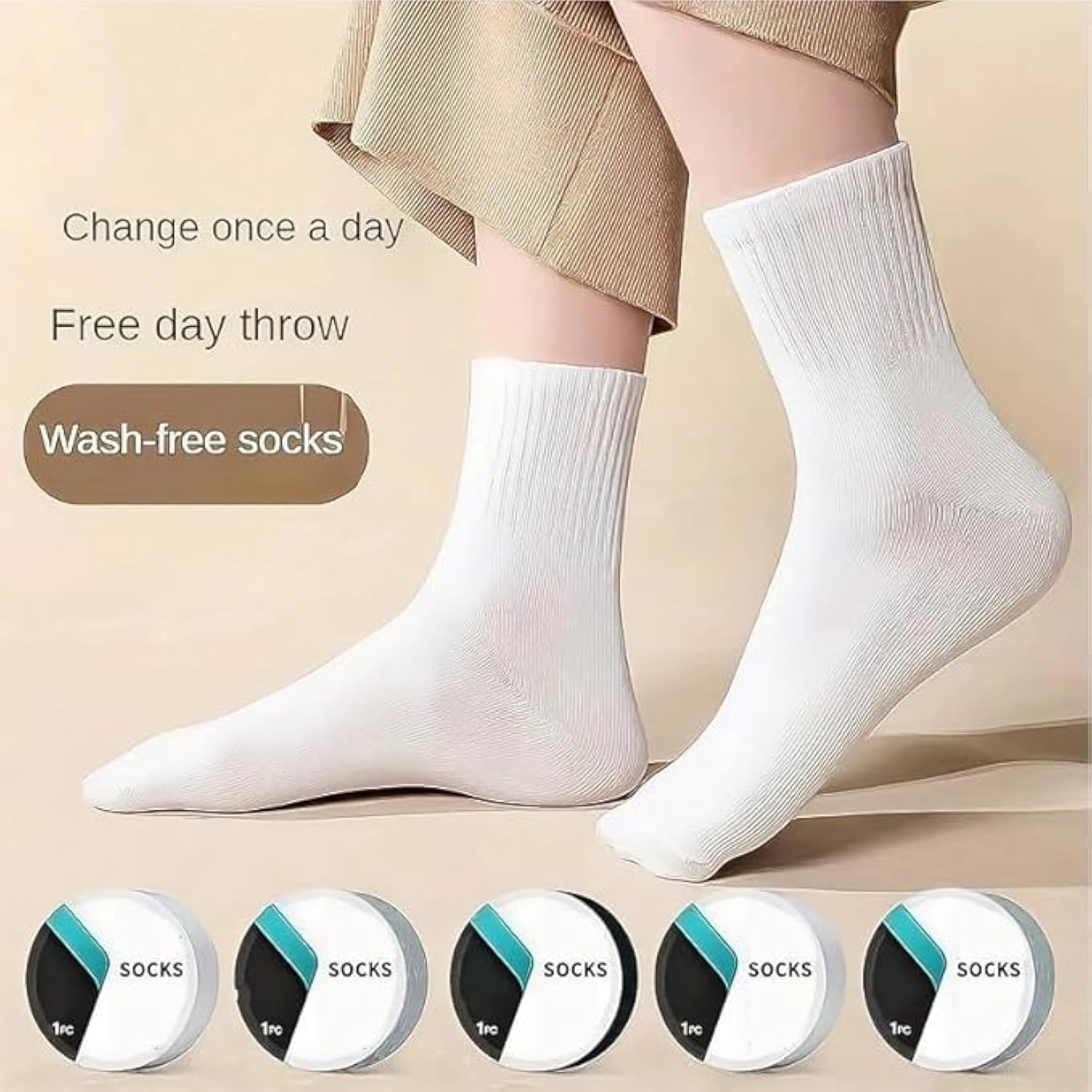 Disposable Travel Cottons Socks, Portable Compression Breathable Cotton Socks, Compressed Socks for Travel